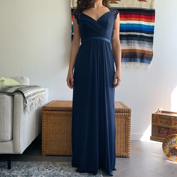 David's Bridal | Dresses | Nwt Gorgeous Floor Length Marine Blue Gown |  Poshmark